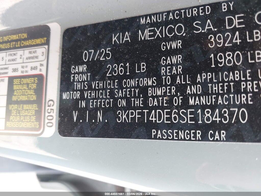 3KPFT4DE6SE184370 2025 KIA K4 photo no. 9