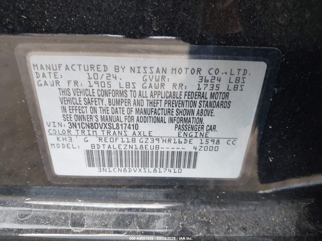 3N1CN8DVXSL817410 2025 NISSAN VERSA photo no. 9