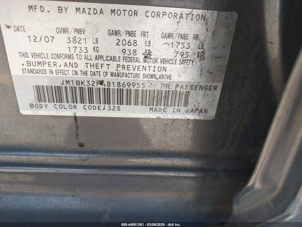 JM1BK32F481869955 2008 MAZDA MAZDA3 photo no. 9