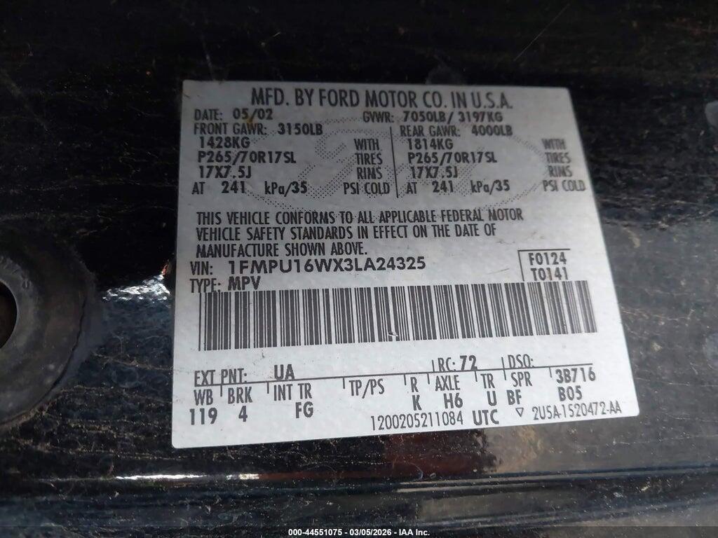 1FMPU16WX3LA24325 2003 FORD EXPEDITION photo no. 9