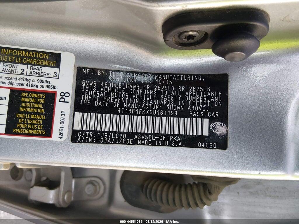 4T1BF1FKXGU161198 2016 TOYOTA CAMRY photo no. 9