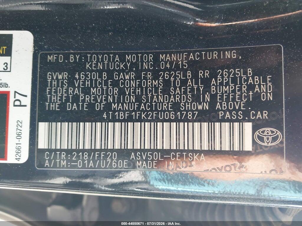 4T1BF1FK2FU061787 2015 TOYOTA CAMRY photo no. 9