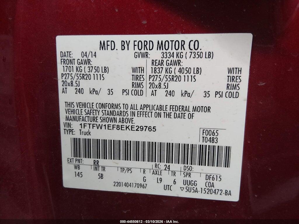 1FTFW1EF8EKE29765 2014 FORD F-150 photo no. 9