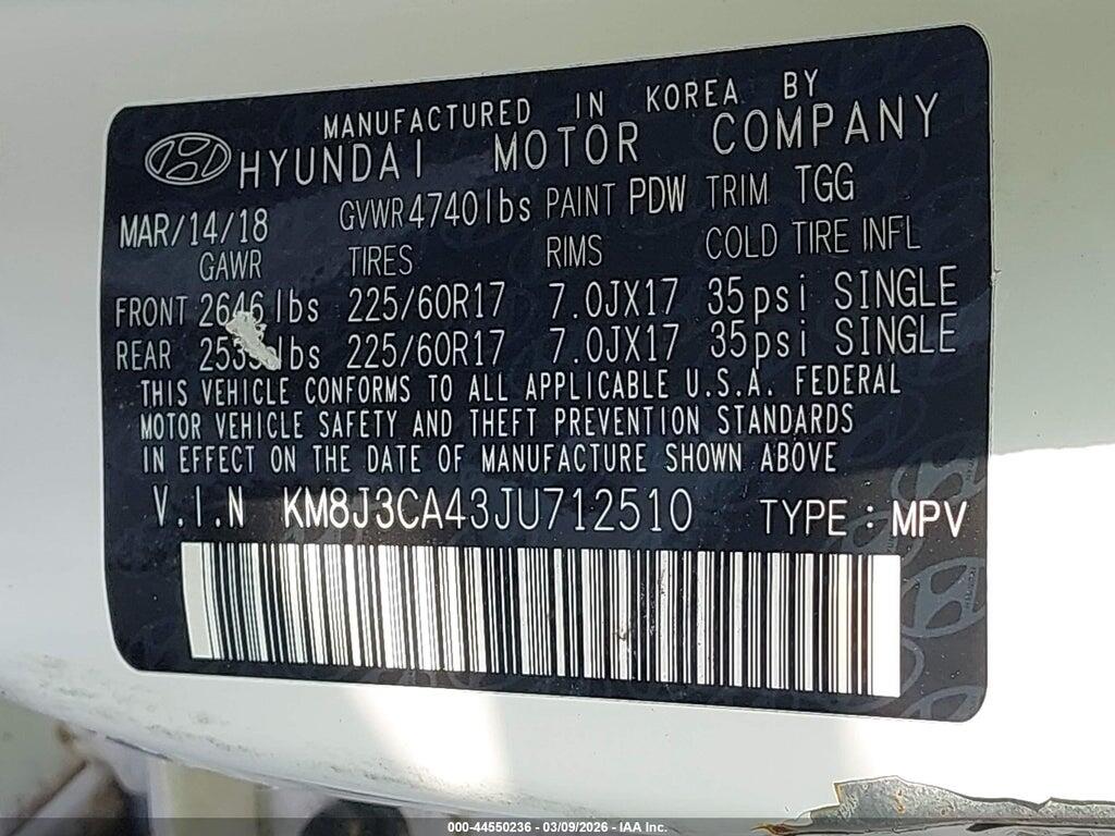 KM8J3CA43JU712510 2018 HYUNDAI TUCSON photo no. 9