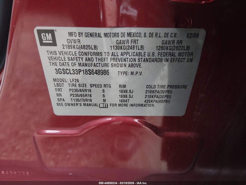 3GSCL33P18S648986 2008 SATURN VUE photo no. 9