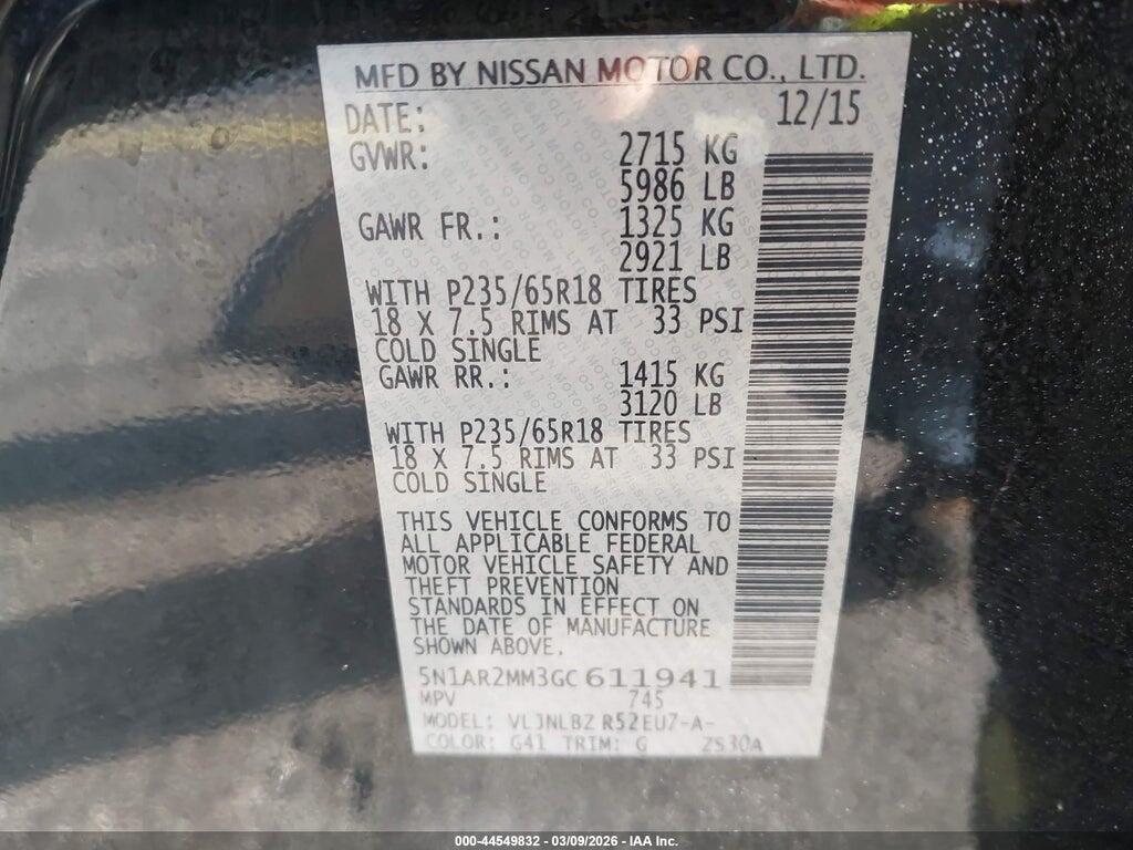 5N1AR2MM3GC611941 2016 NISSAN PATHFINDER photo no. 9