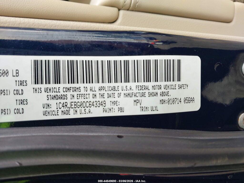 1C4RJEBG0DC643349 2013 JEEP GRAND CHEROKEE photo no. 9