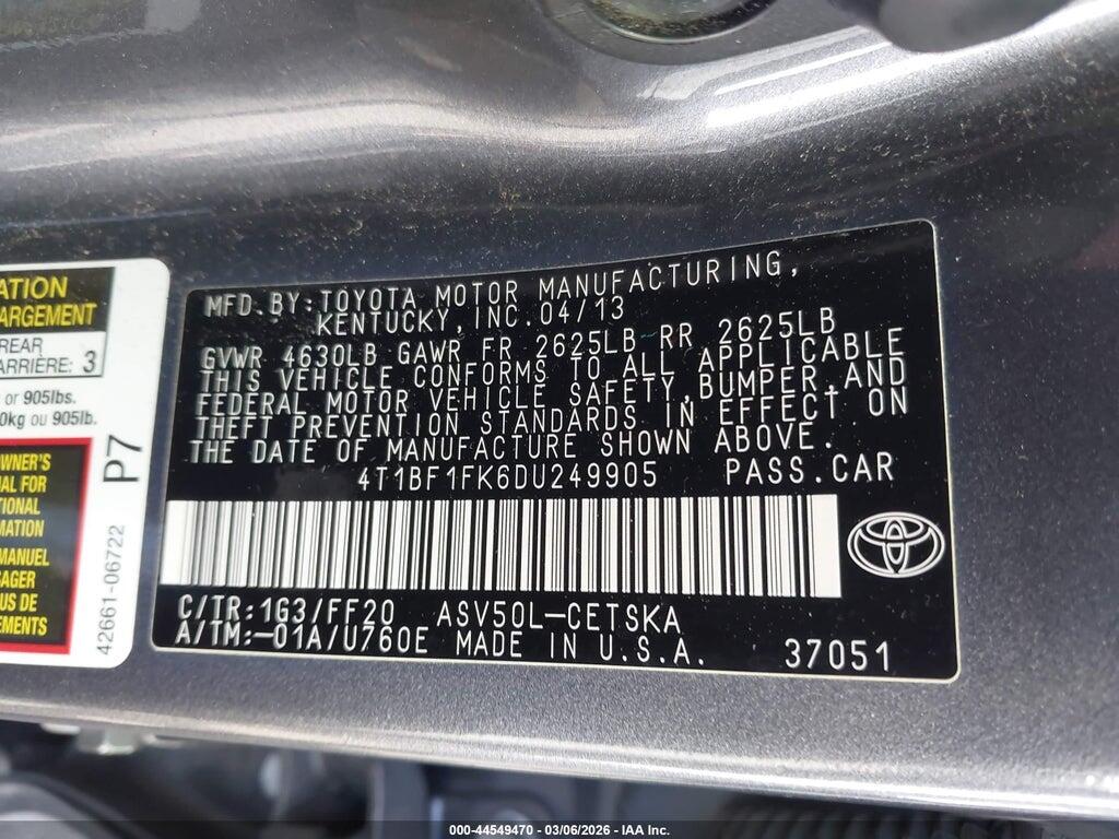 4T1BF1FK6DU249905 2013 TOYOTA CAMRY photo no. 9