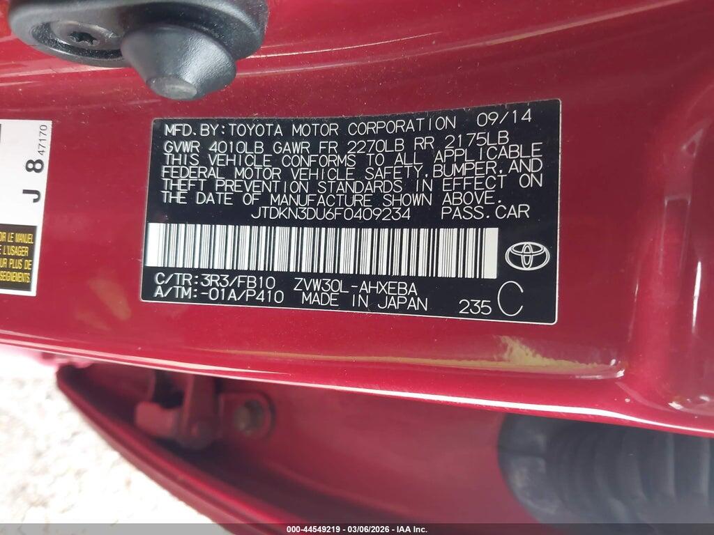 JTDKN3DU6F0409234 2015 TOYOTA PRIUS photo no. 9