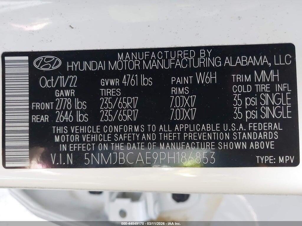 5NMJBCAE9PH186853 2023 HYUNDAI TUCSON photo no. 9