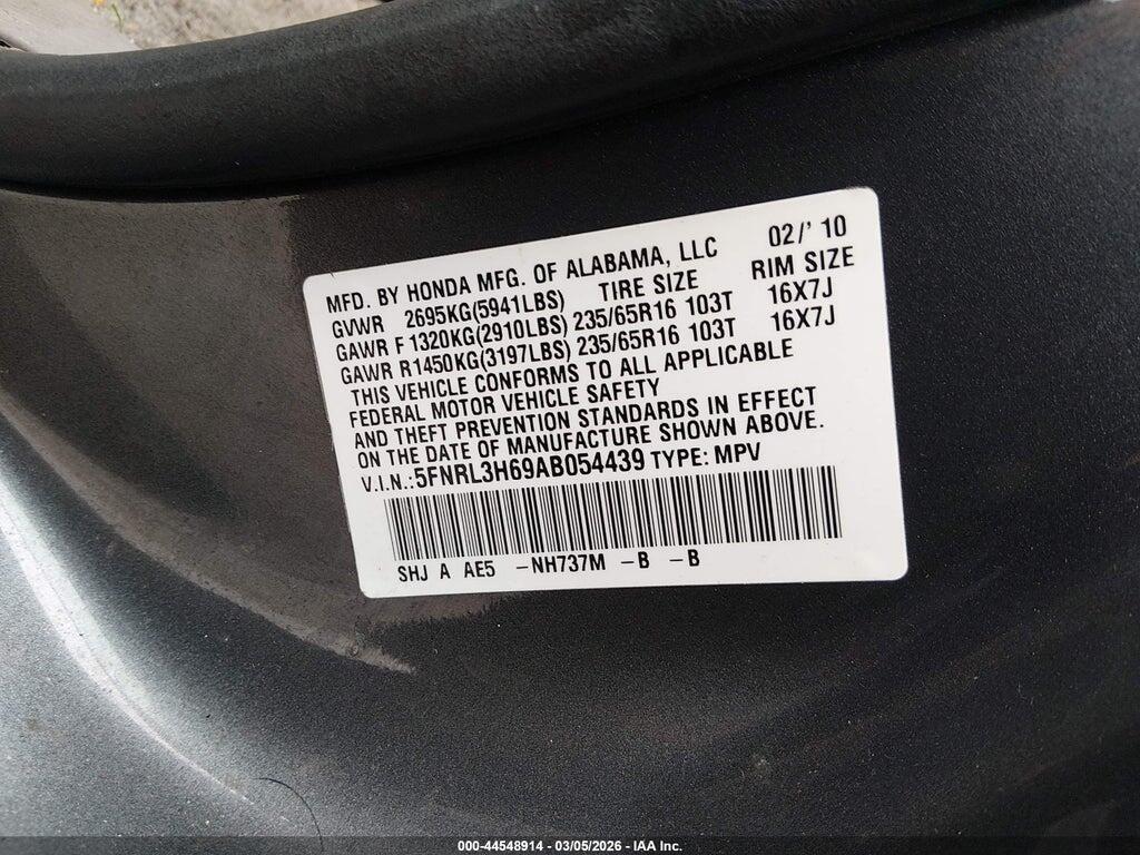 5FNRL3H69AB054439 2010 HONDA ODYSSEY photo no. 9