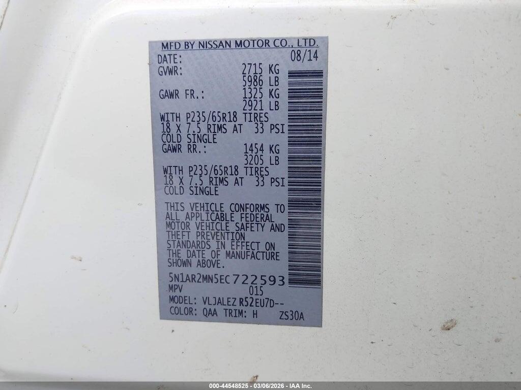 5N1AR2MN5EC722593 2014 NISSAN PATHFINDER photo no. 9