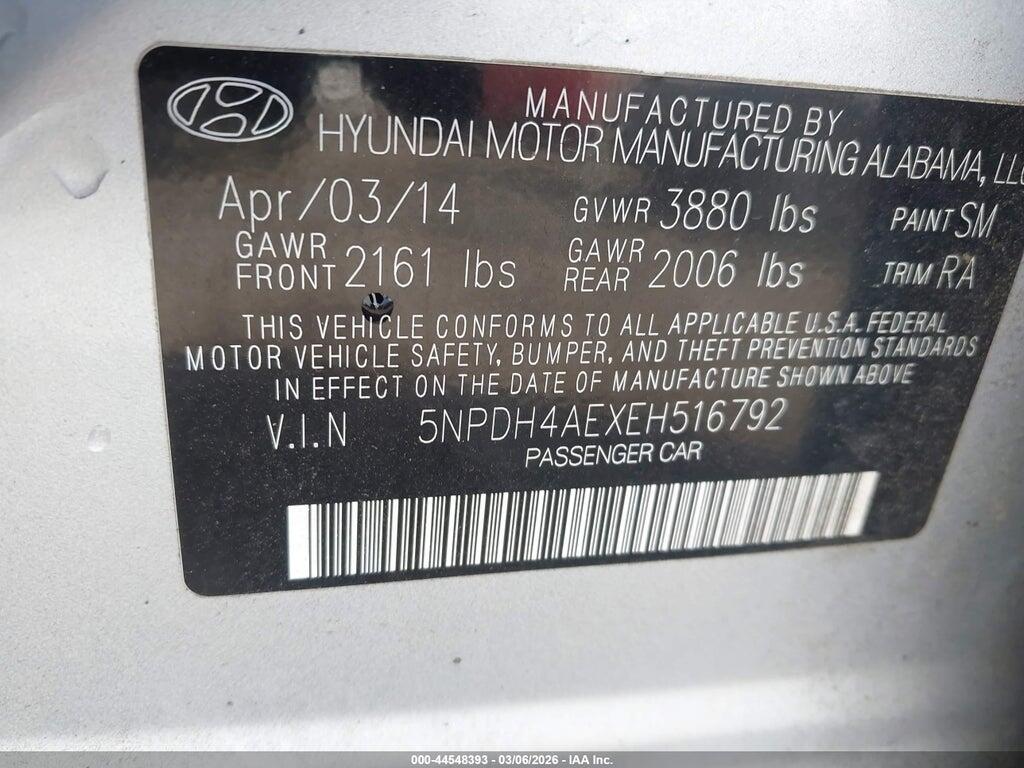 5NPDH4AEXEH516792 2014 HYUNDAI ELANTRA photo no. 9