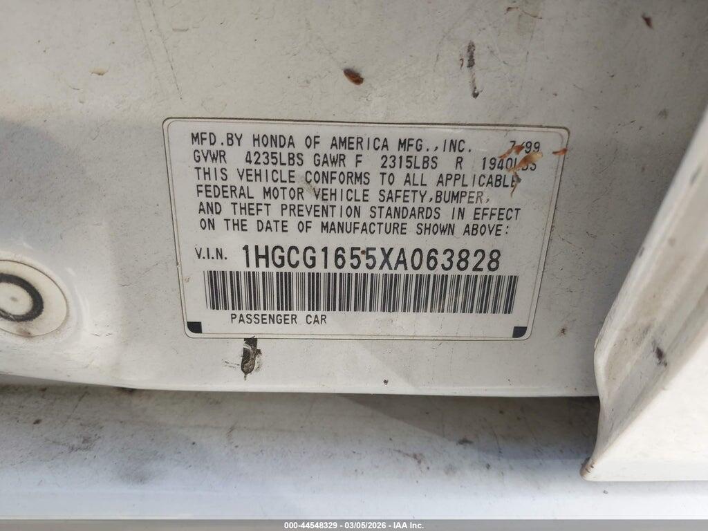 1HGCG1655XA063828 1999 HONDA ACCORD photo no. 9