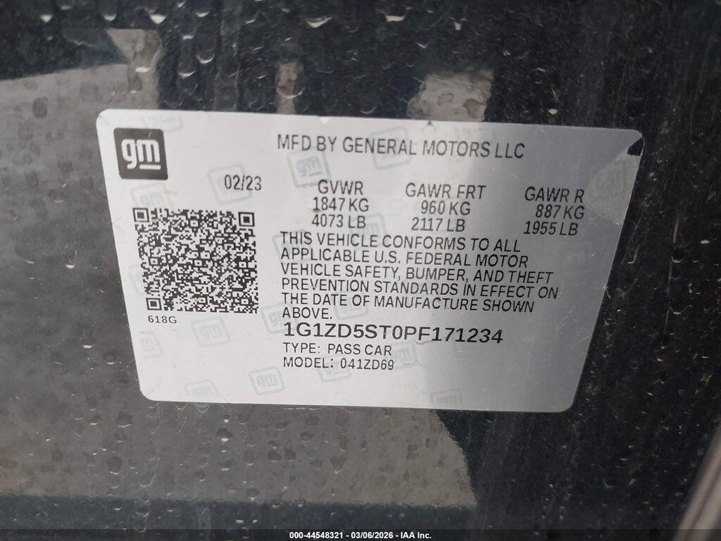1G1ZD5ST0PF171234 2023 CHEVROLET MALIBU photo no. 9