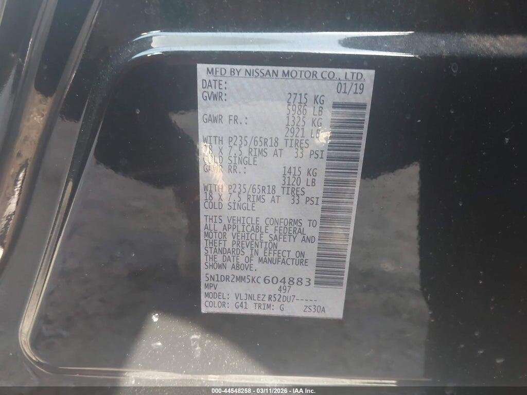 5N1DR2MM5KC604883 2019 NISSAN PATHFINDER photo no. 9