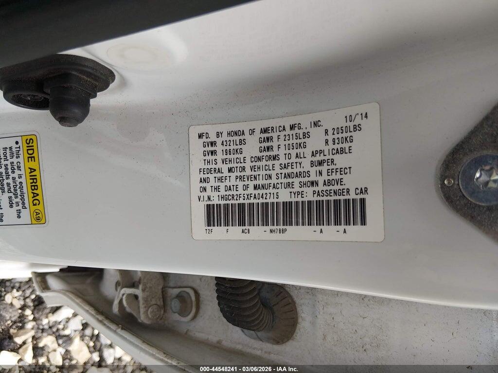 1HGCR2F5XFA042715 2015 HONDA ACCORD photo no. 9