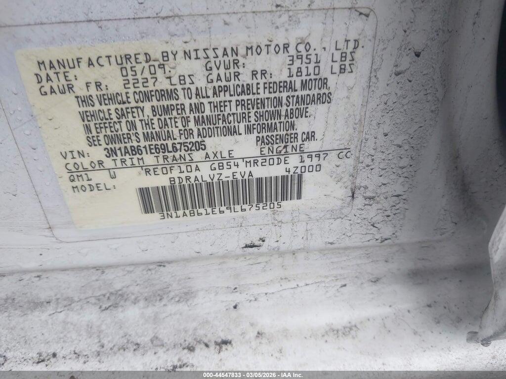 3N1AB61E69L675205 2009 NISSAN SENTRA photo no. 9