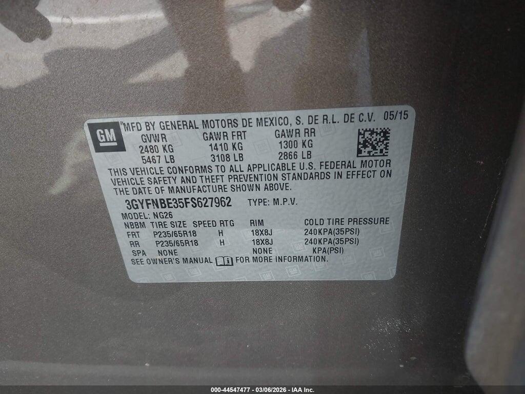 3GYFNBE35FS627962 2015 CADILLAC SRX photo no. 9
