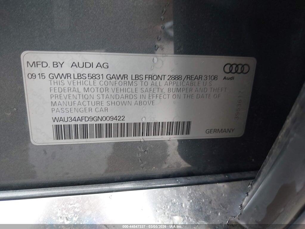 WAU34AFD9GN009422 2016 AUDI A8 L photo no. 9