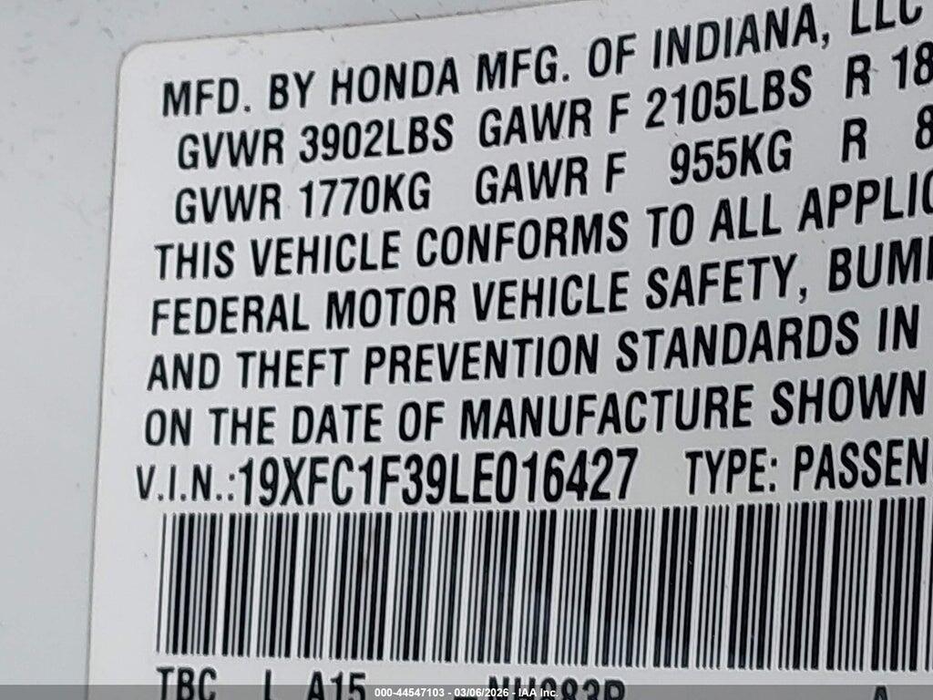 19XFC1F39LE016427 2020 HONDA CIVIC photo no. 9
