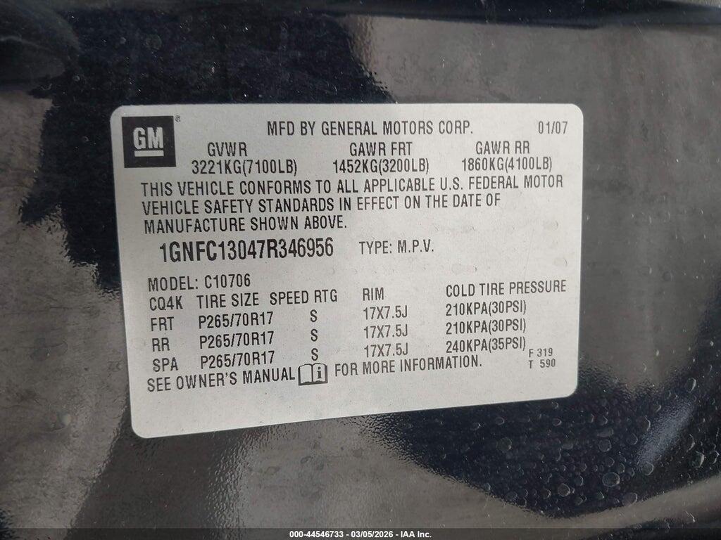 1GNFC13047R346956 2007 CHEVROLET TAHOE photo no. 9