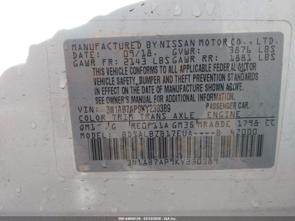 3N1AB7AP9KY230389 2019 NISSAN SENTRA photo no. 9