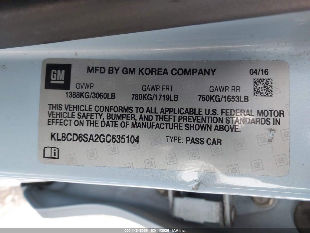 KL8CD6SA2GC635104 2016 CHEVROLET SPARK photo no. 9