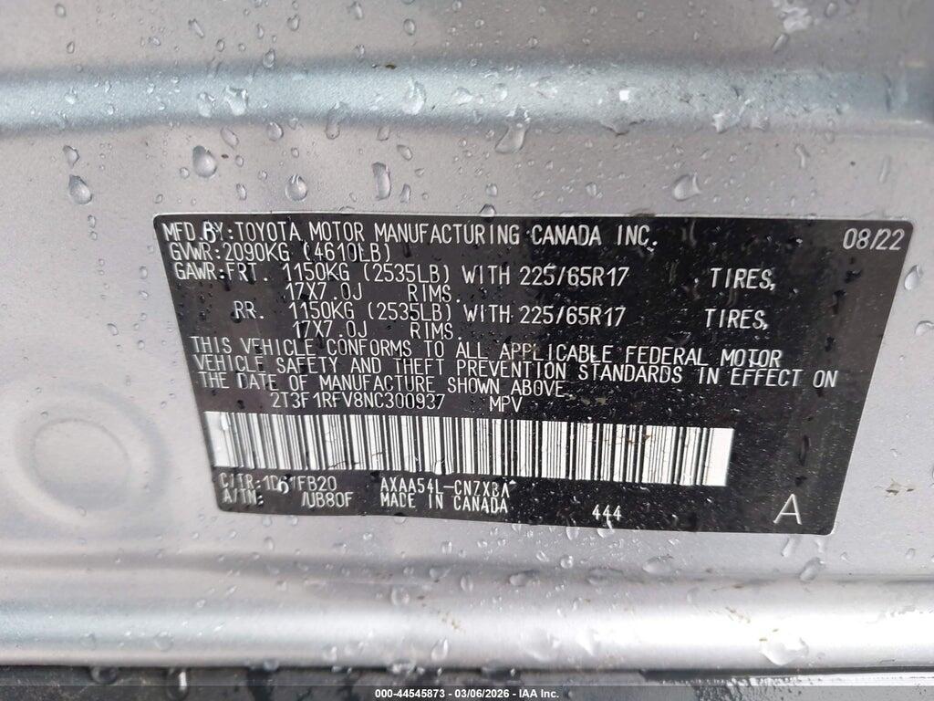 2T3F1RFV8NC300937 2022 TOYOTA RAV4 photo no. 9