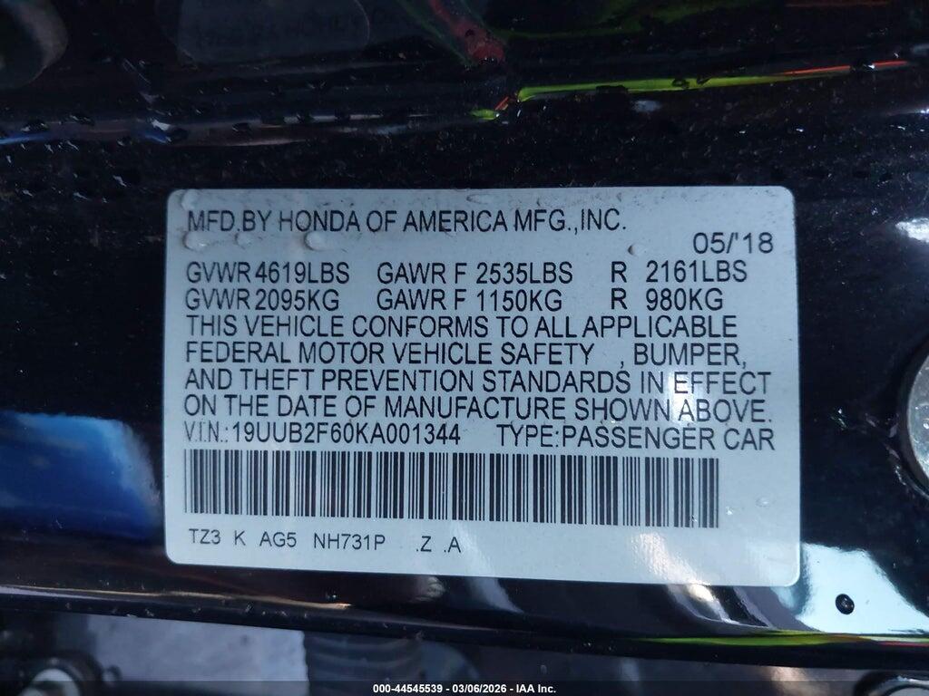 19UUB2F60KA001344 2019 ACURA TLX photo no. 9