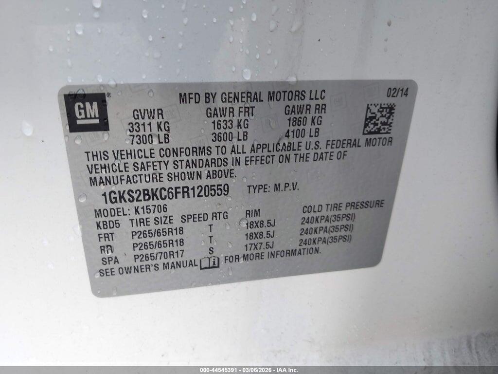 1GKS2BKC6FR120559 2015 GMC YUKON photo no. 9