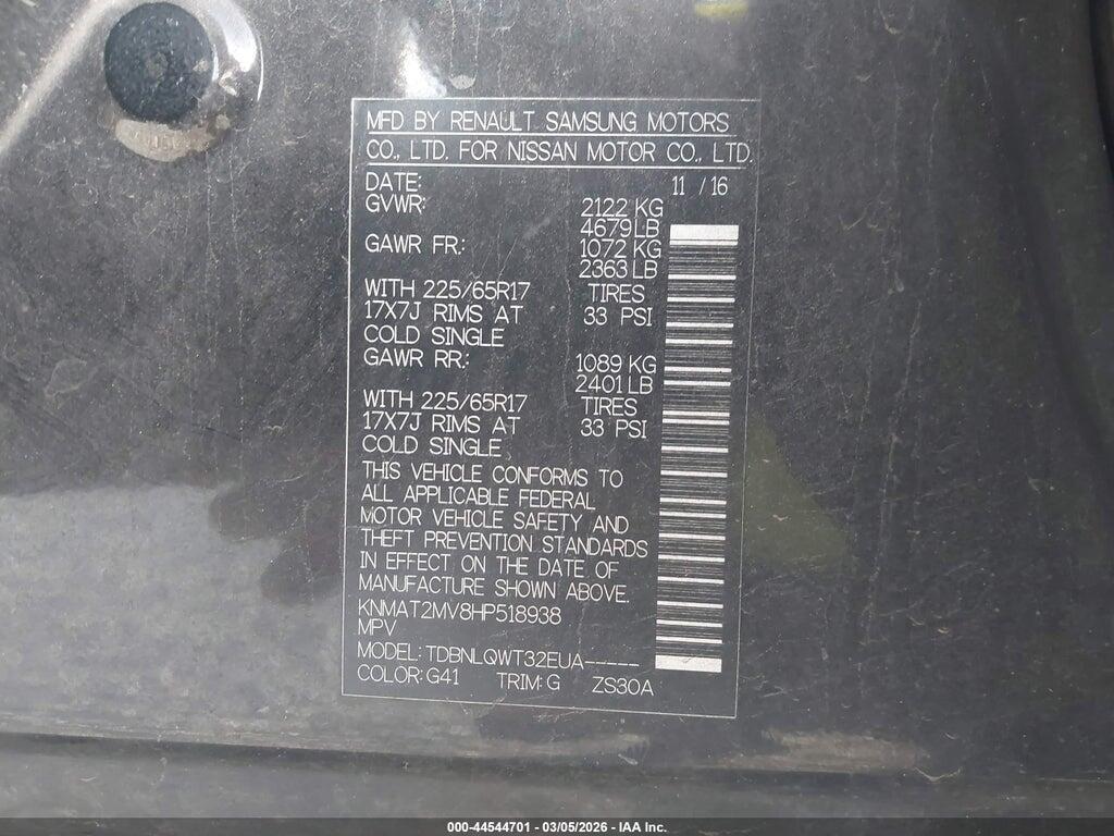KNMAT2MV8HP518938 2017 NISSAN ROGUE photo no. 9