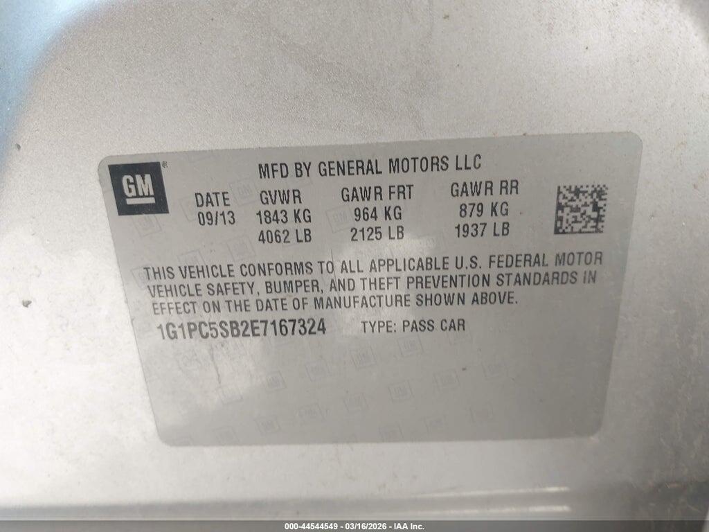 1G1PC5SB2E7167324 2014 CHEVROLET CRUZE photo no. 9