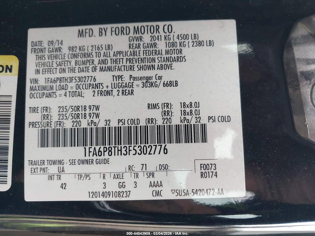 1FA6P8TH3F5302776 2015 FORD MUSTANG photo no. 9