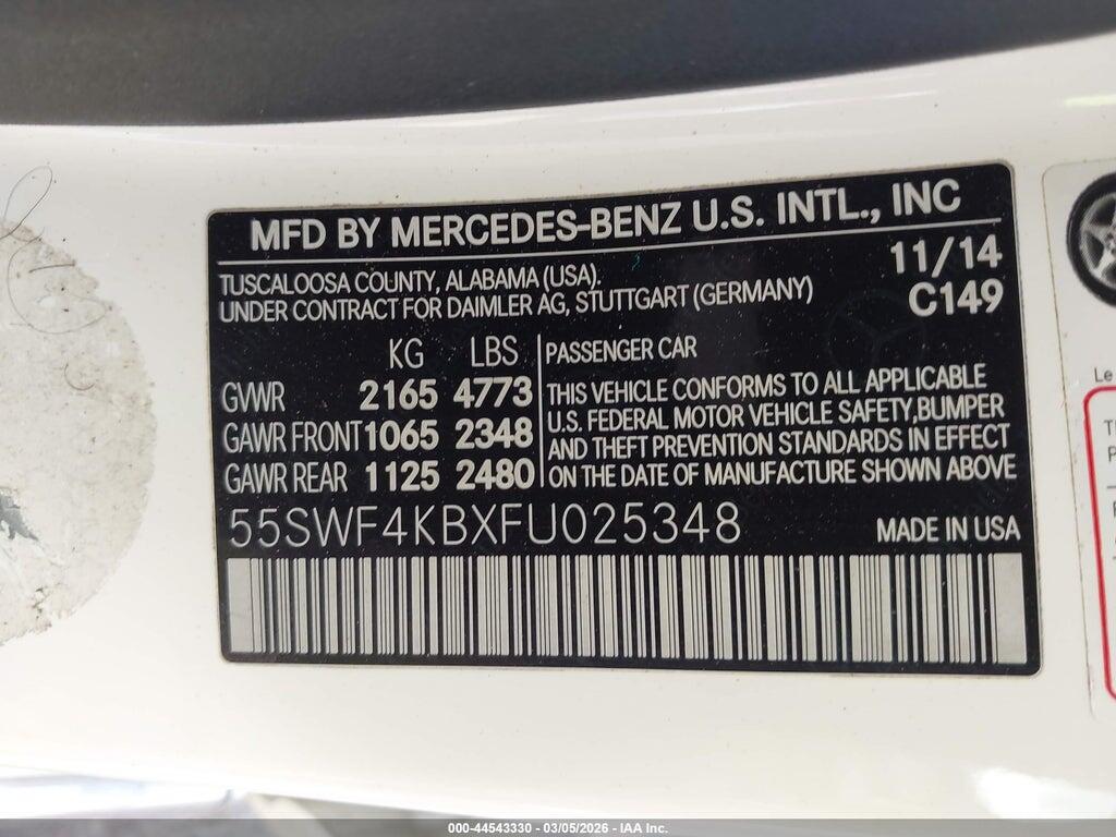 55SWF4KBXFU025348 2015 MERCEDES-BENZ C 300 photo no. 9