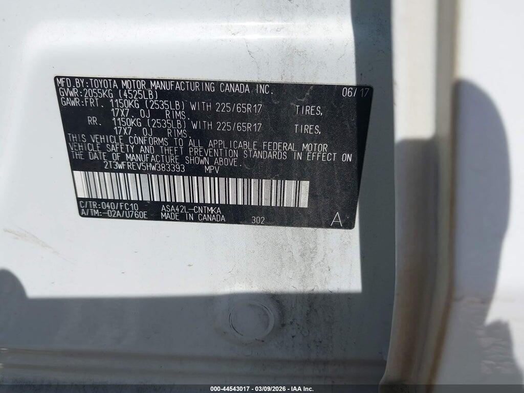 2T3WFREV5HW383393 2017 TOYOTA RAV4 photo no. 9