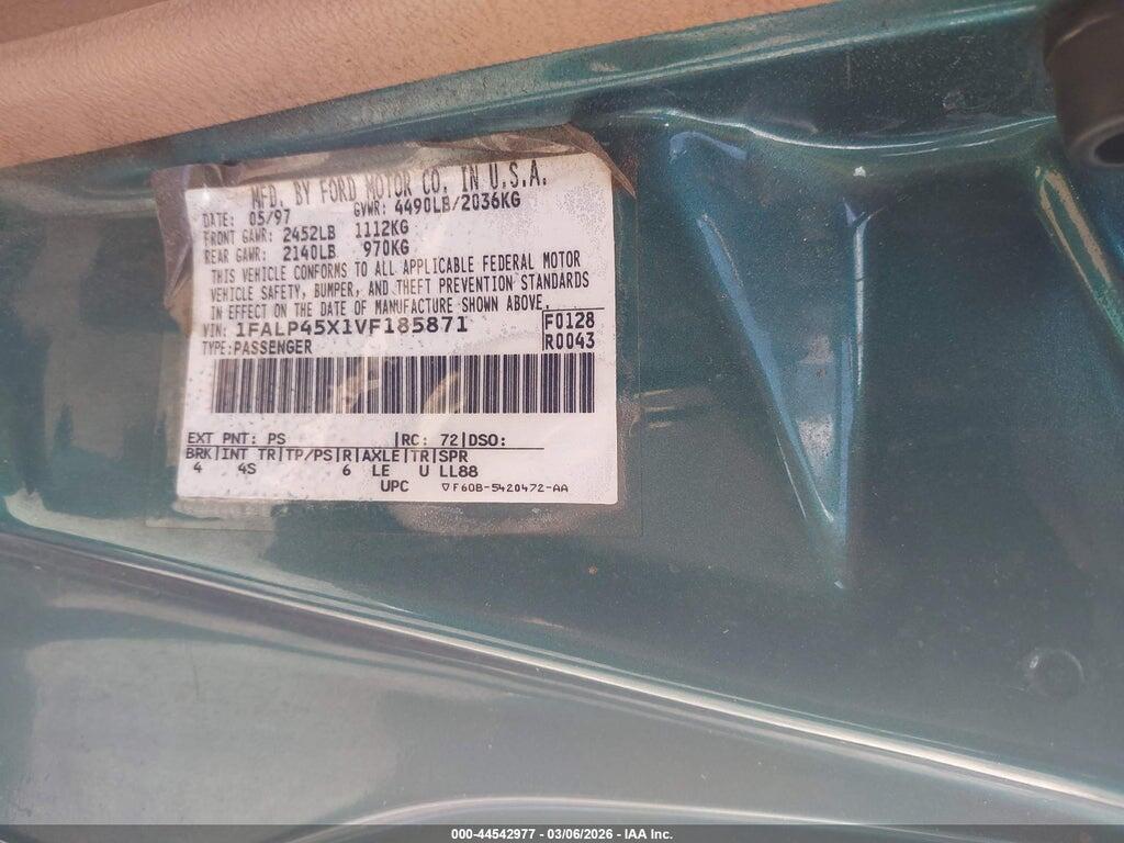 1FALP45X1VF185871 1997 FORD MUSTANG photo no. 9