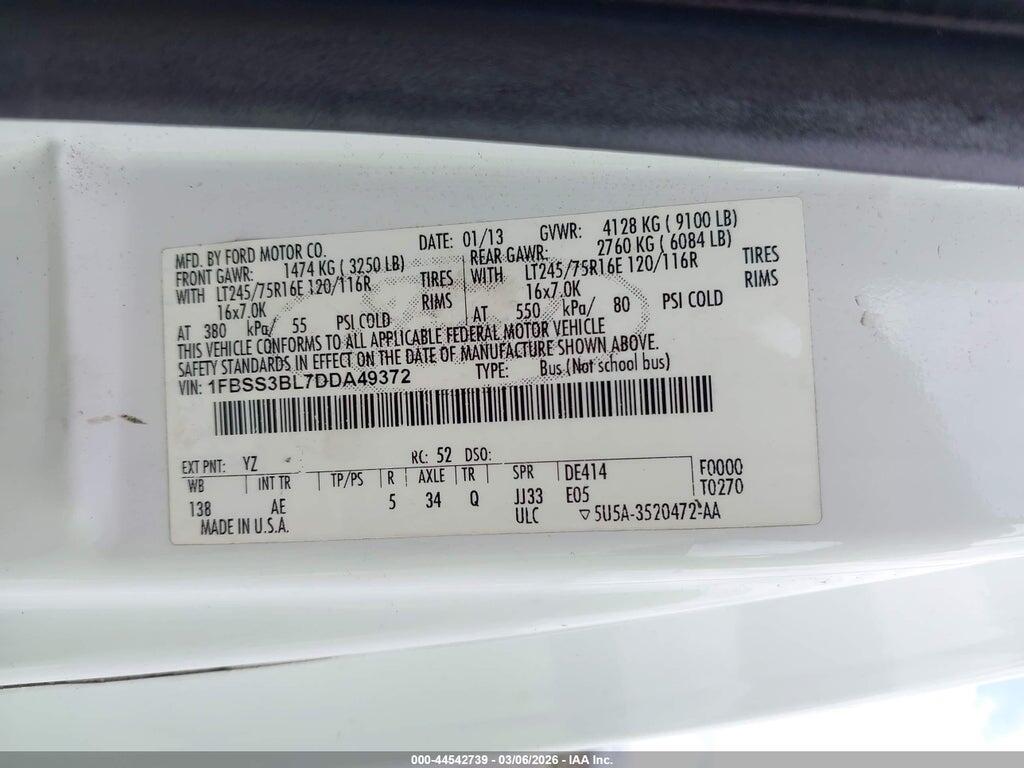 1FBSS3BL7DDA49372 2013 FORD E-350 SUPER DUTY photo no. 9