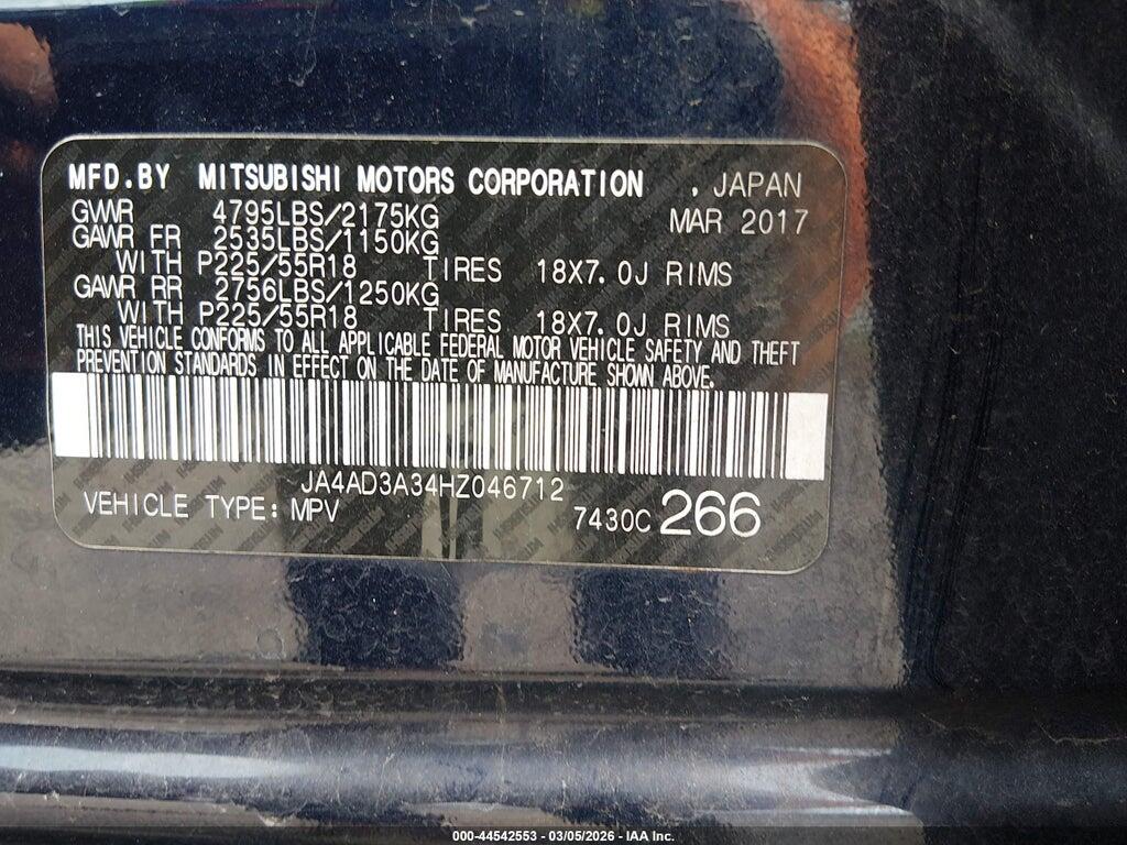 JA4AD3A34HZ046712 2017 MITSUBISHI OUTLANDER photo no. 9