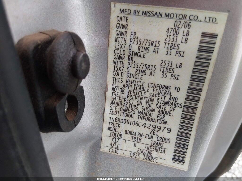 1N6BD06T06C429979 2006 NISSAN FRONTIER photo no. 9