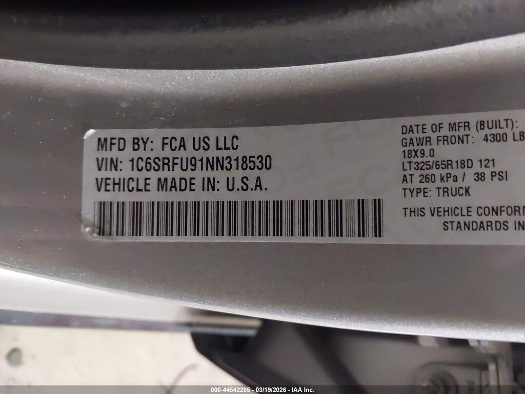 1C6SRFU91NN318530 2022 RAM 1500 photo no. 9