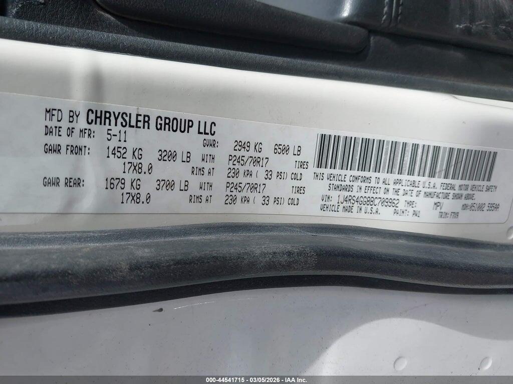 1J4RS4GG8BC709962 2011 JEEP GRAND CHEROKEE photo no. 9