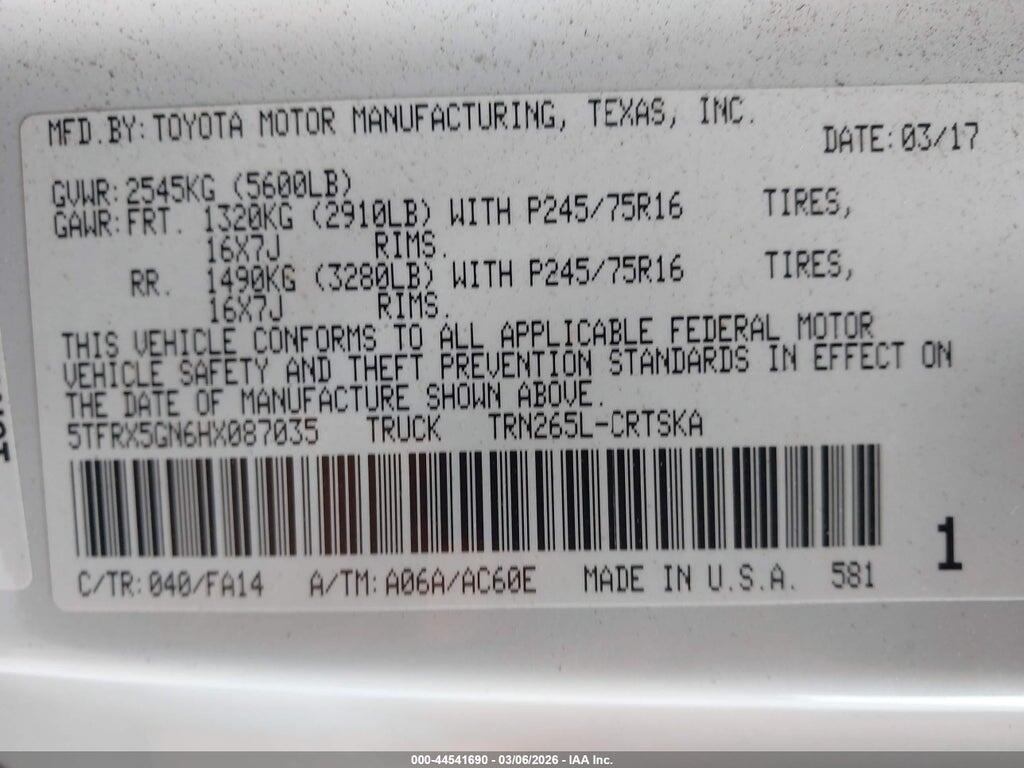 5TFRX5GN6HX087035 2017 TOYOTA TACOMA photo no. 9