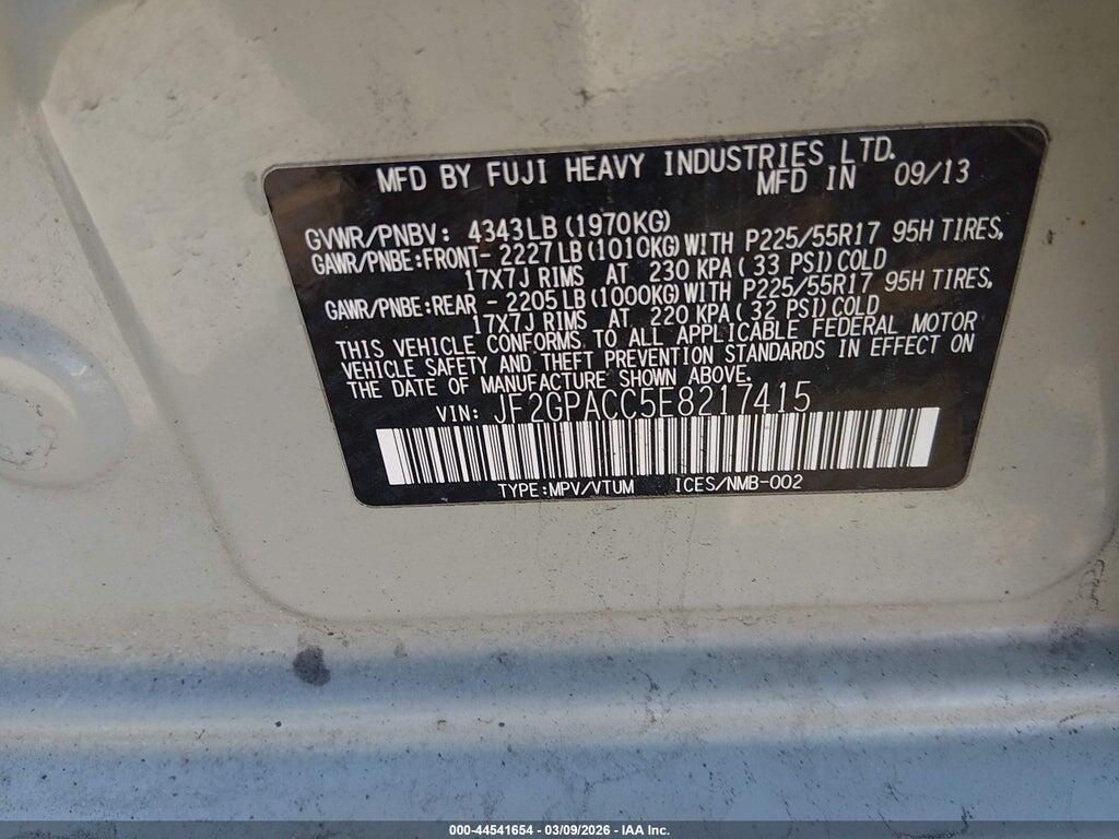 JF2GPACC5E8217415 2014 SUBARU XV CROSSTREK photo no. 9