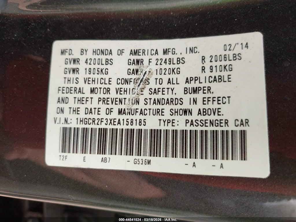 1HGCR2F3XEA158185 2014 HONDA ACCORD photo no. 9