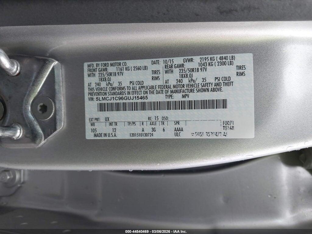5LMCJ1C96GUJ15465 2016 LINCOLN MKC photo no. 9