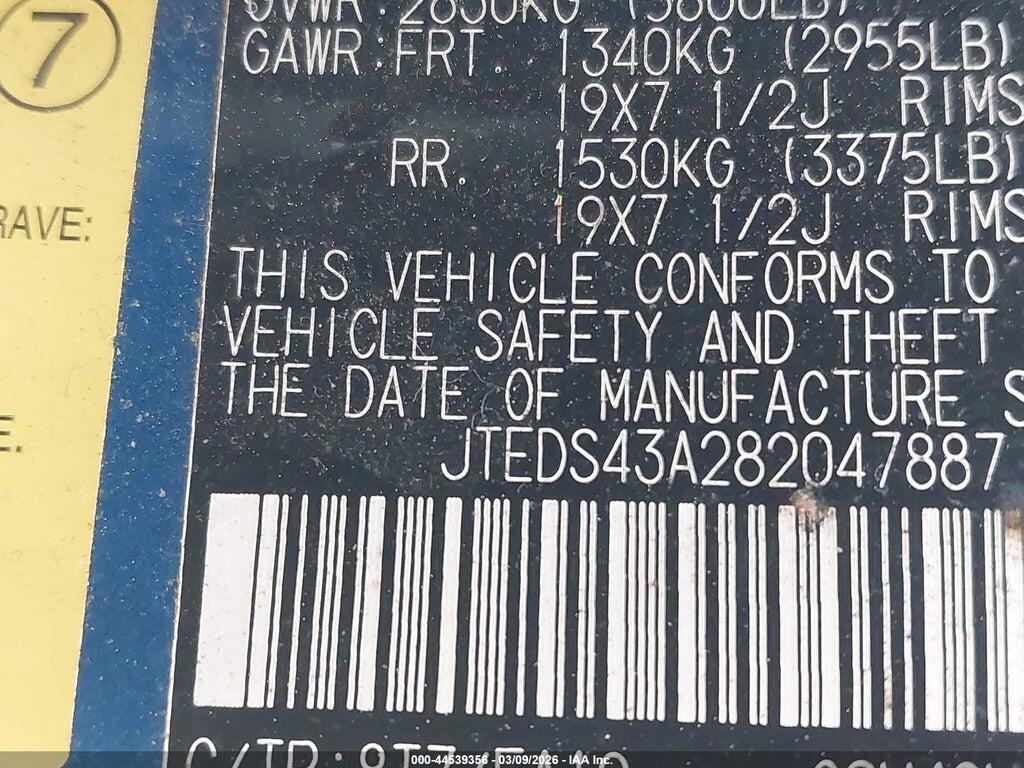 JTEDS43A282047887 2008 TOYOTA HIGHLANDER photo no. 9
