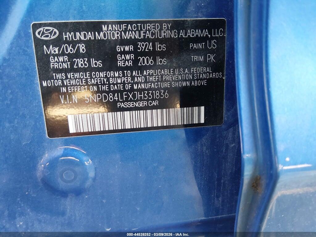 5NPD84LFXJH331836 2018 HYUNDAI ELANTRA photo no. 9