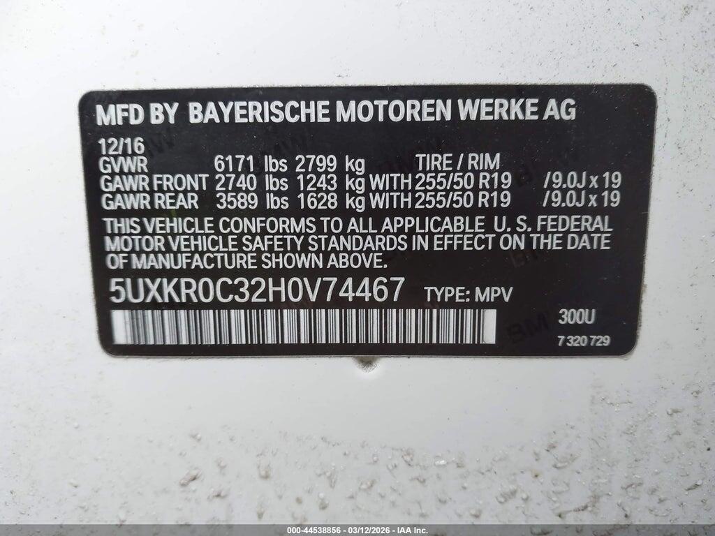 5UXKR0C32H0V74467 2017 BMW X5 photo no. 9
