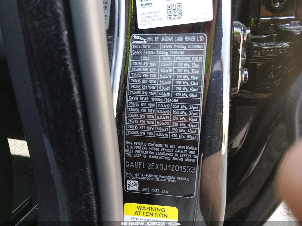 SADFL2FX0J1Z01533 2018 JAGUAR E-PACE photo no. 9